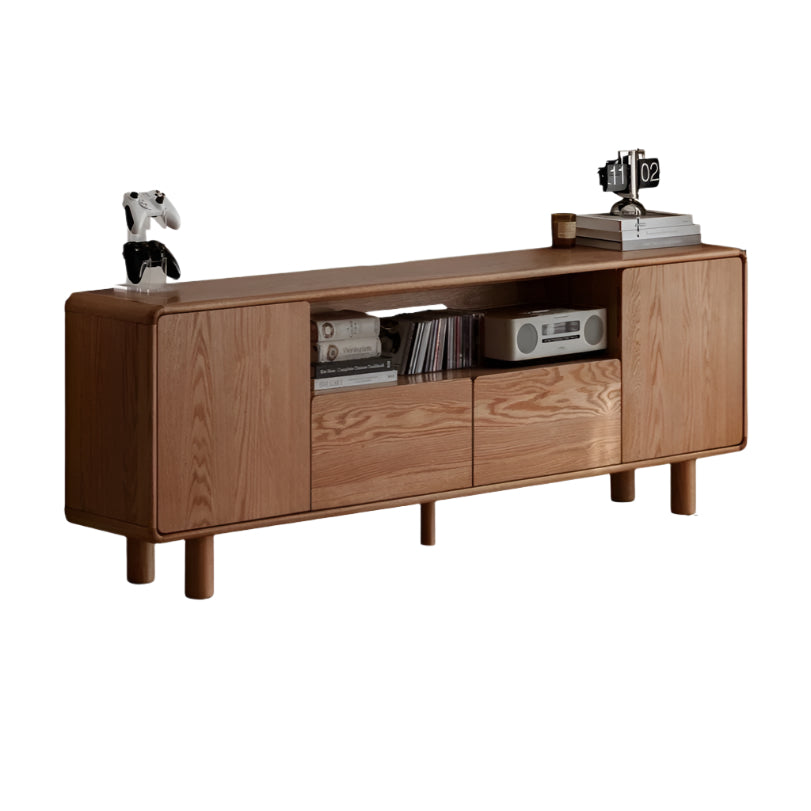 Oak Solid Wood Tall TV Cabinet.