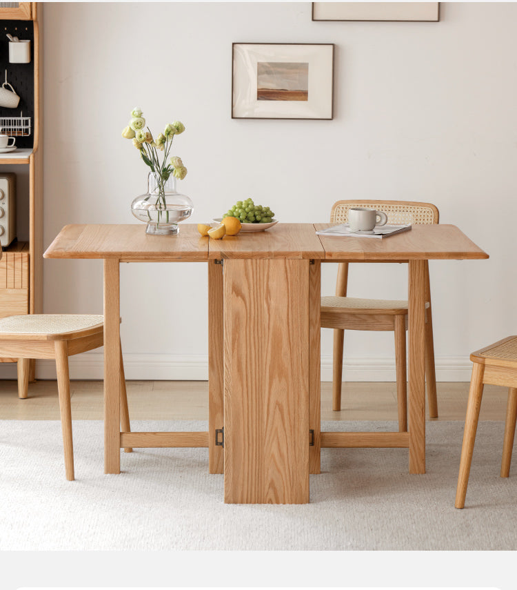 Oak Solid Wood Retractable Dining Table