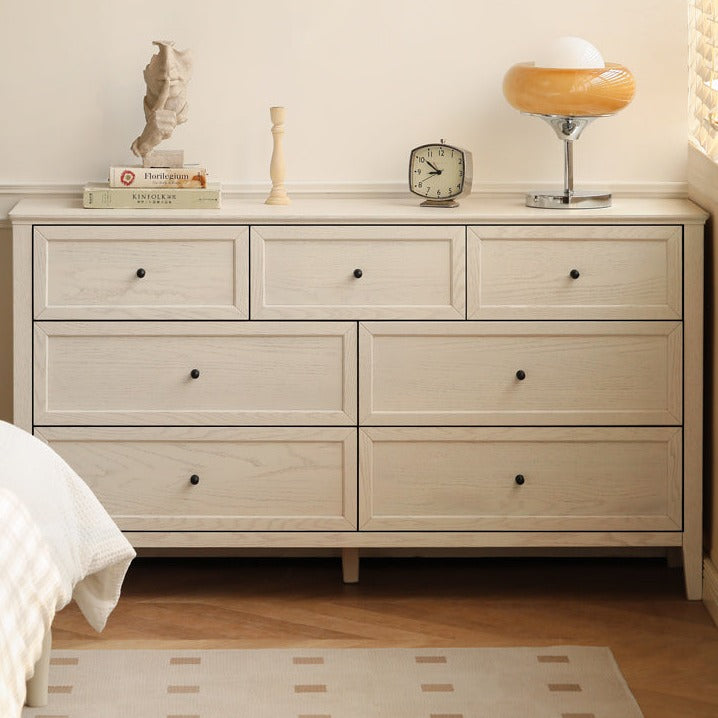 Rubberwood, Oak Solid Wood American Style Chest of Drawers