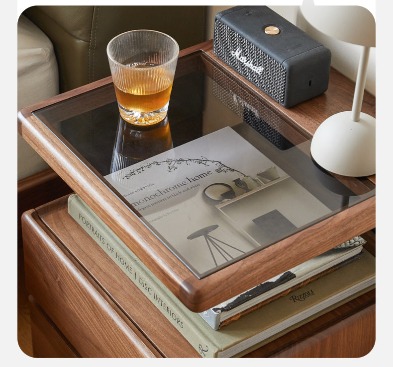 Cherry, Black Walnut, Sandalwood Solid Wood Wireless Charging with Lock Smart Nightstand.