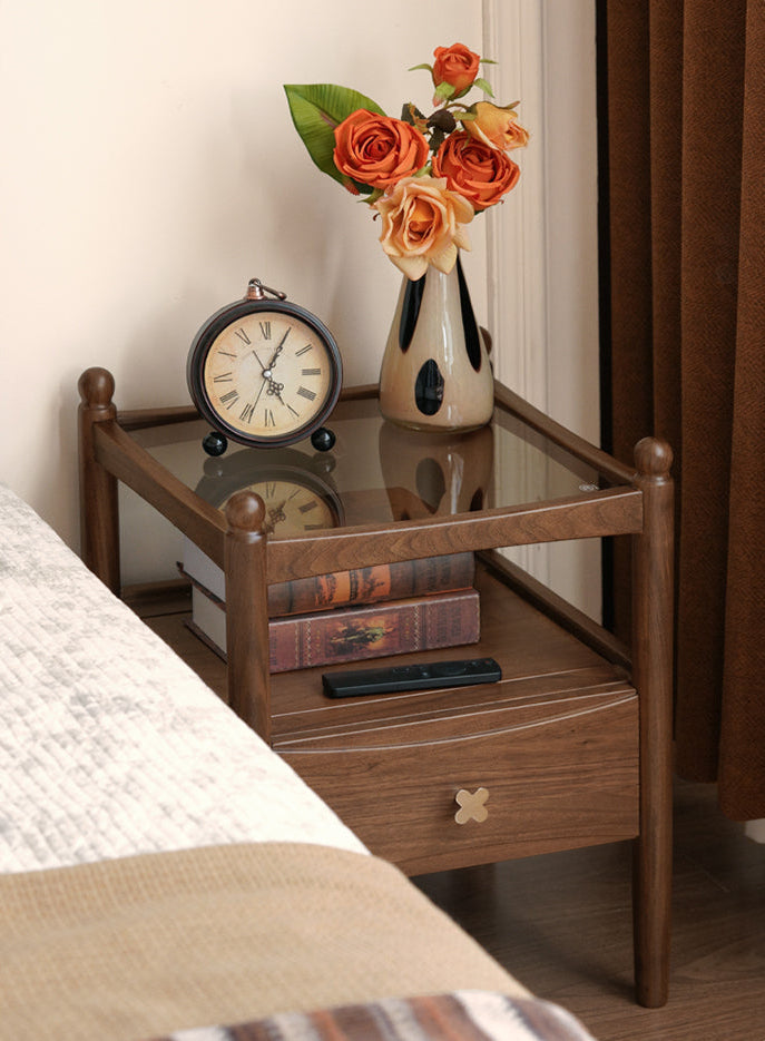 Black Walnut Solid Wood Italian Light Luxury Nightstand