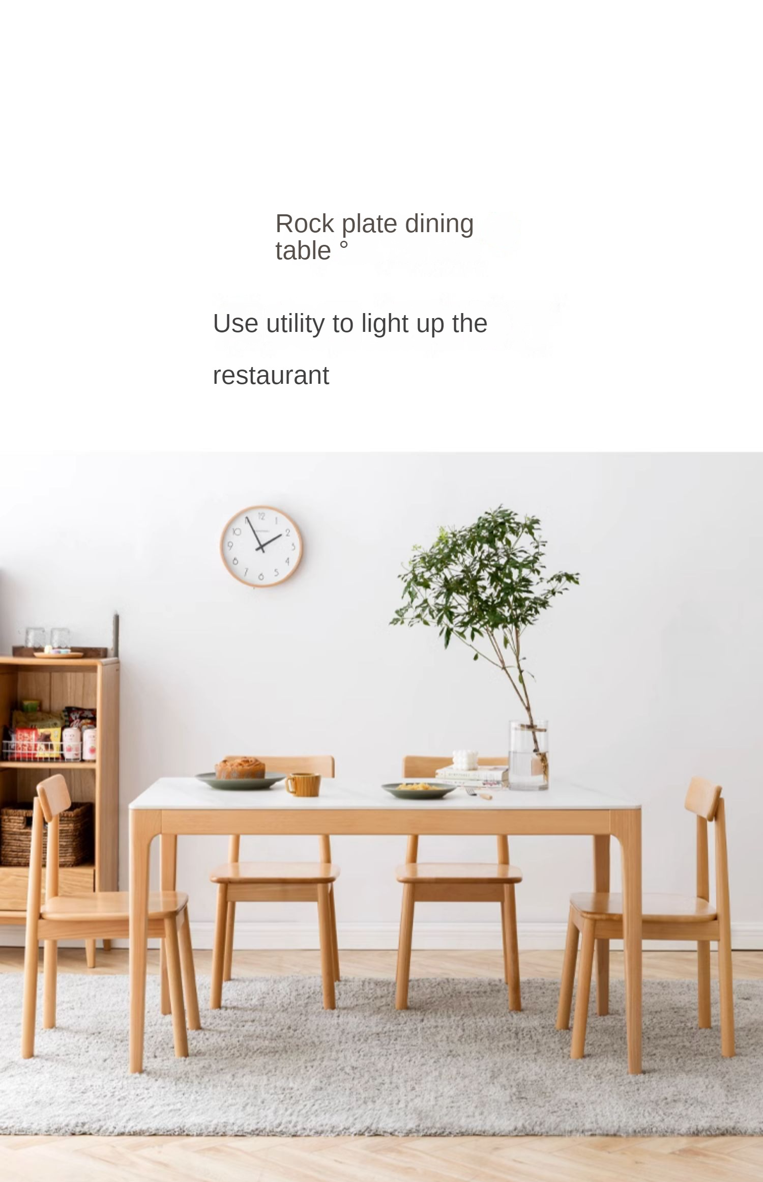 Beech Solid Wood Rectangular Slate Dining Table