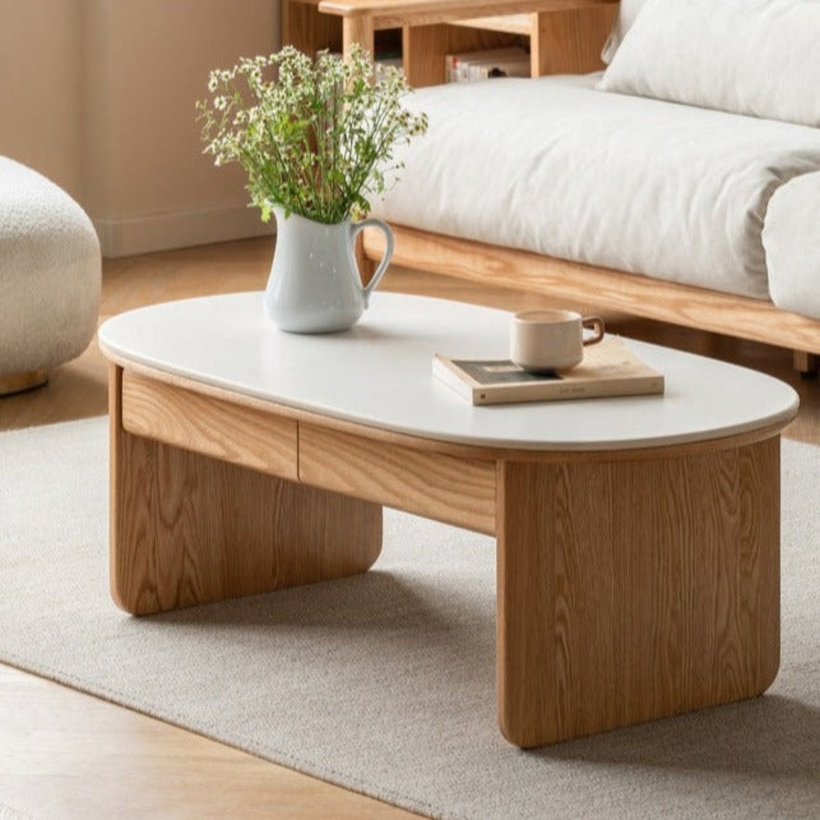 Oak, Beech Solid Wood Storage Coffee Table