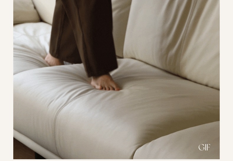 Leather Straight White Italian Sofa.