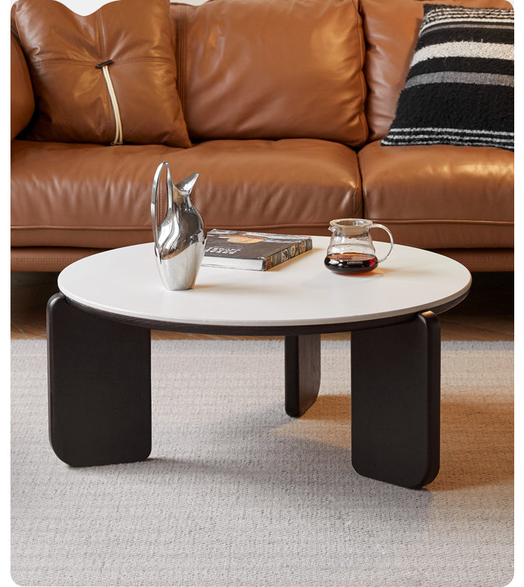 Oak Solid Wood Slate Black Coffee Table