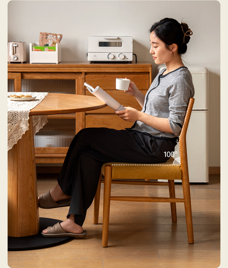 Set 4 pcs Cherry, Ash Solid Wood Artistic Retro Style Dining Chair