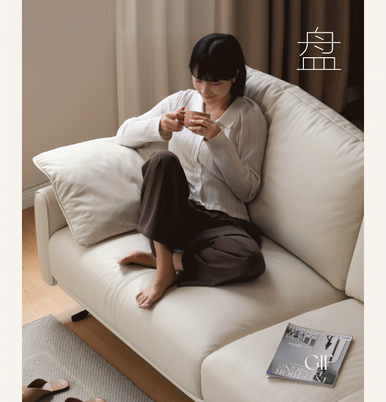 Leather Straight White Italian Sofa.