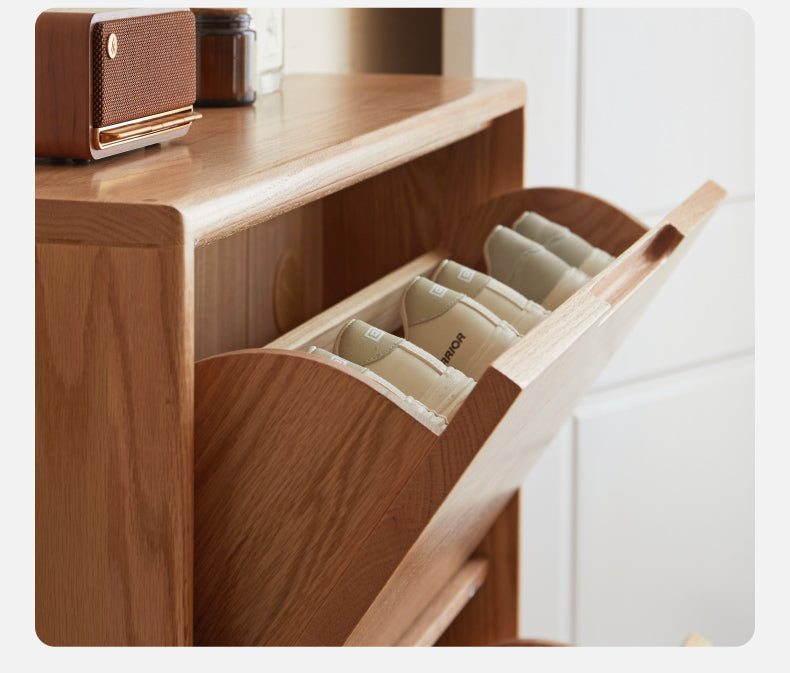 Oak, Poplar Solid Wood Ultra Thin Shoe Cabinet