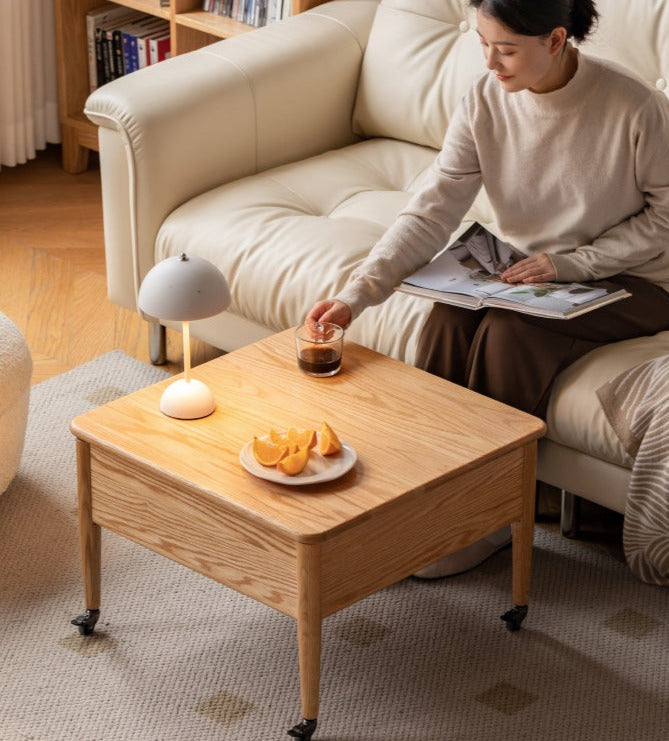 Oak Solid Wood Elevated Dual Purpose Folding Coffee Table
