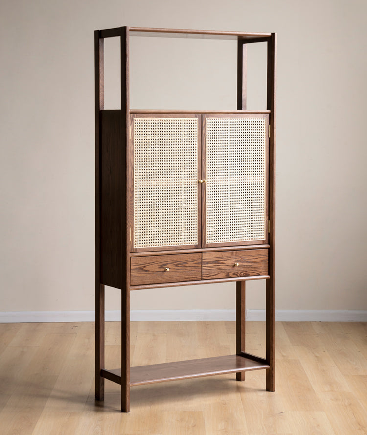Black Walnut Solid Wood Bookshelf Display Cabinet Simple Bookcase
