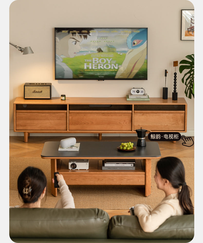 Cherry Solid Wood Modern Rock Plate Tea Table