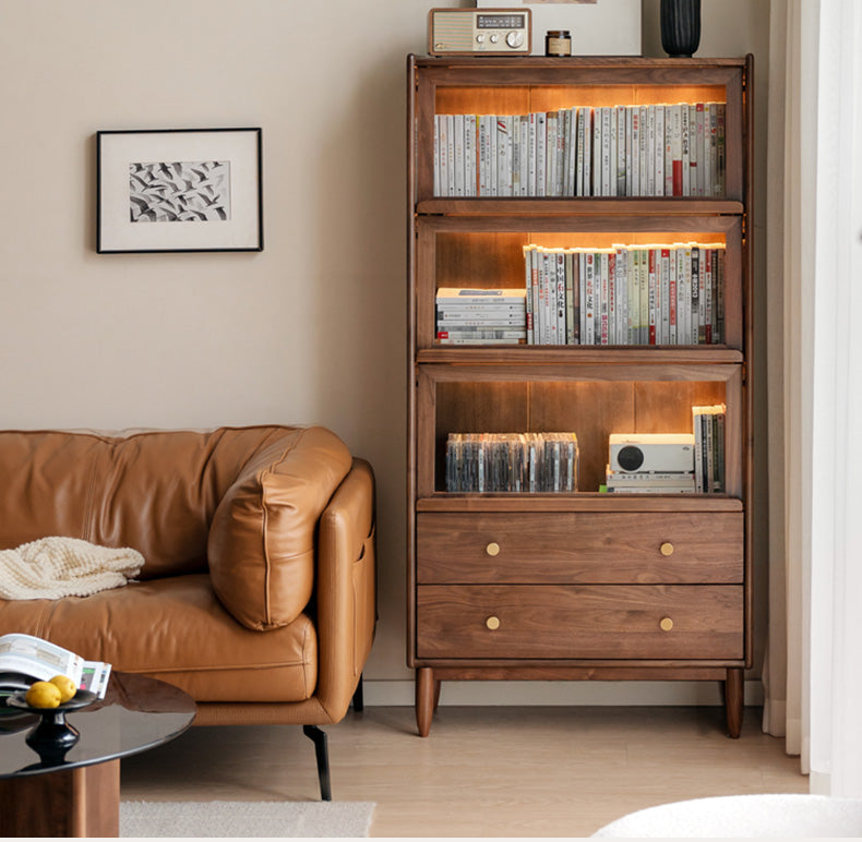 Black Walnut Solid Wood Side Cabinet Flip Door