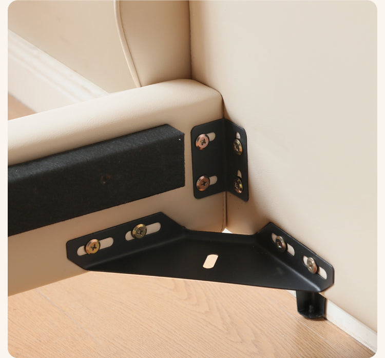 Genuine Leather, Ecological Cloud Leather Bed Cream Style Light Luxury