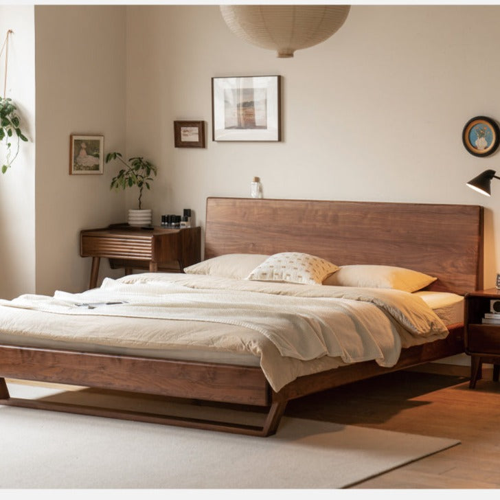 Oak, Black Walnut, Teak Solid Wood Suspended Bed