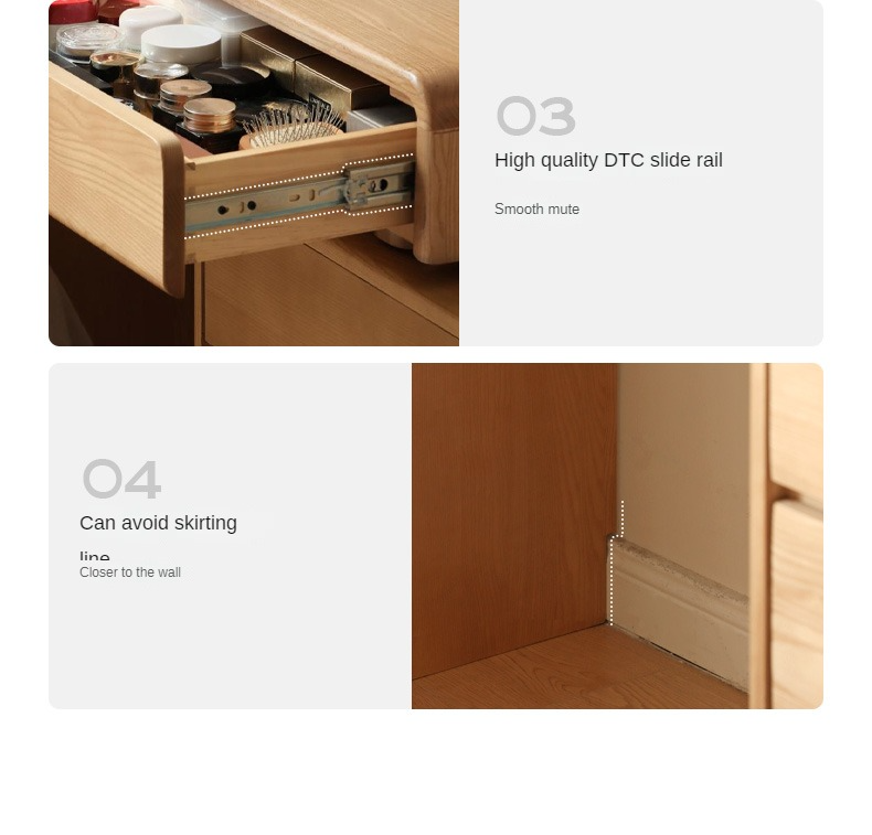 Ash Solid Wood Telescopic Dressing Table Integrated Storage.