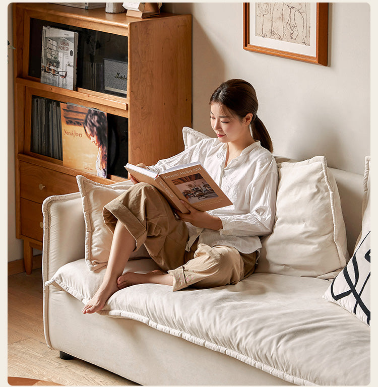 Down Fabric Sofa Cream Style.