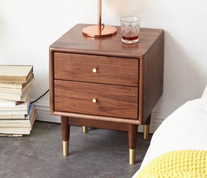 Black Walnut Solid Wood Nightstand.
