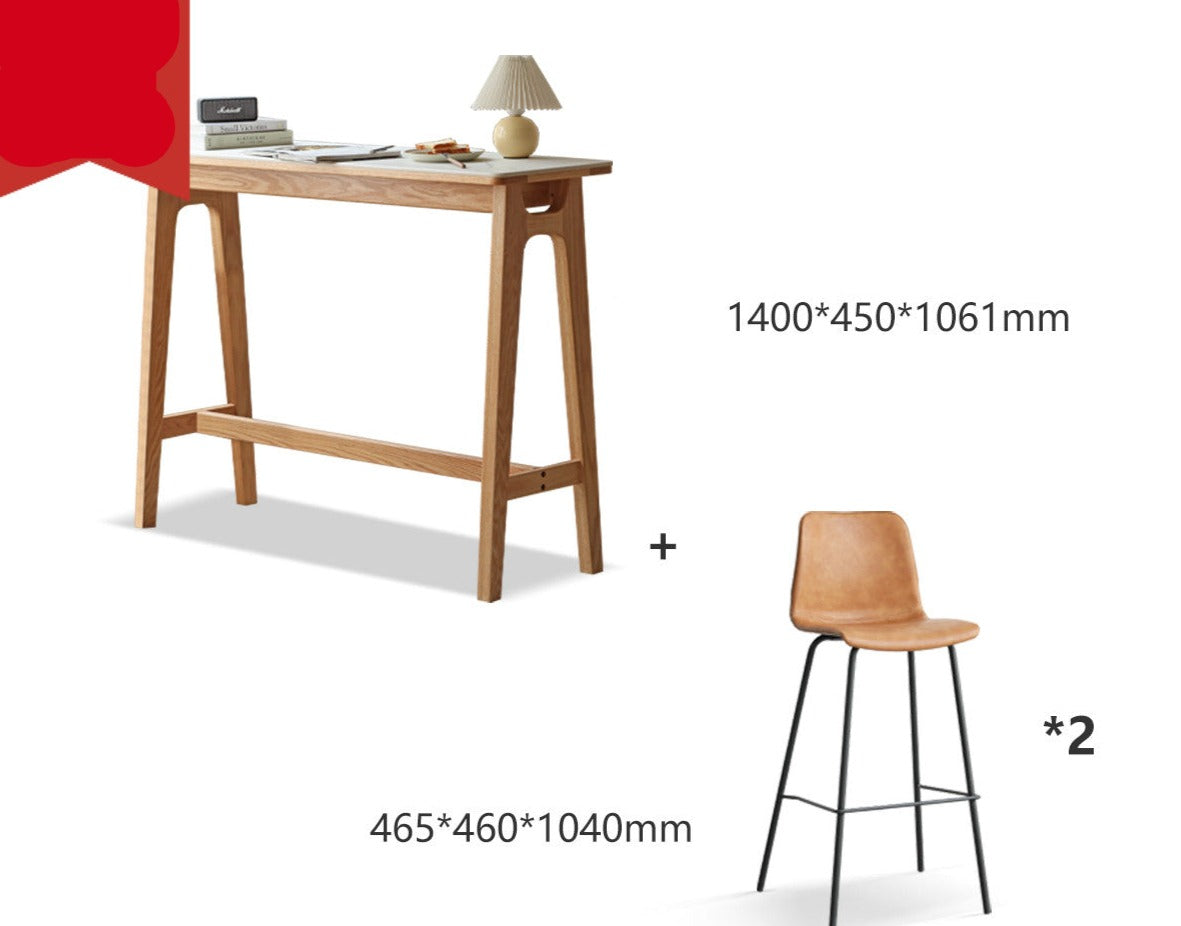 Rock slab bar table oak solid wood"