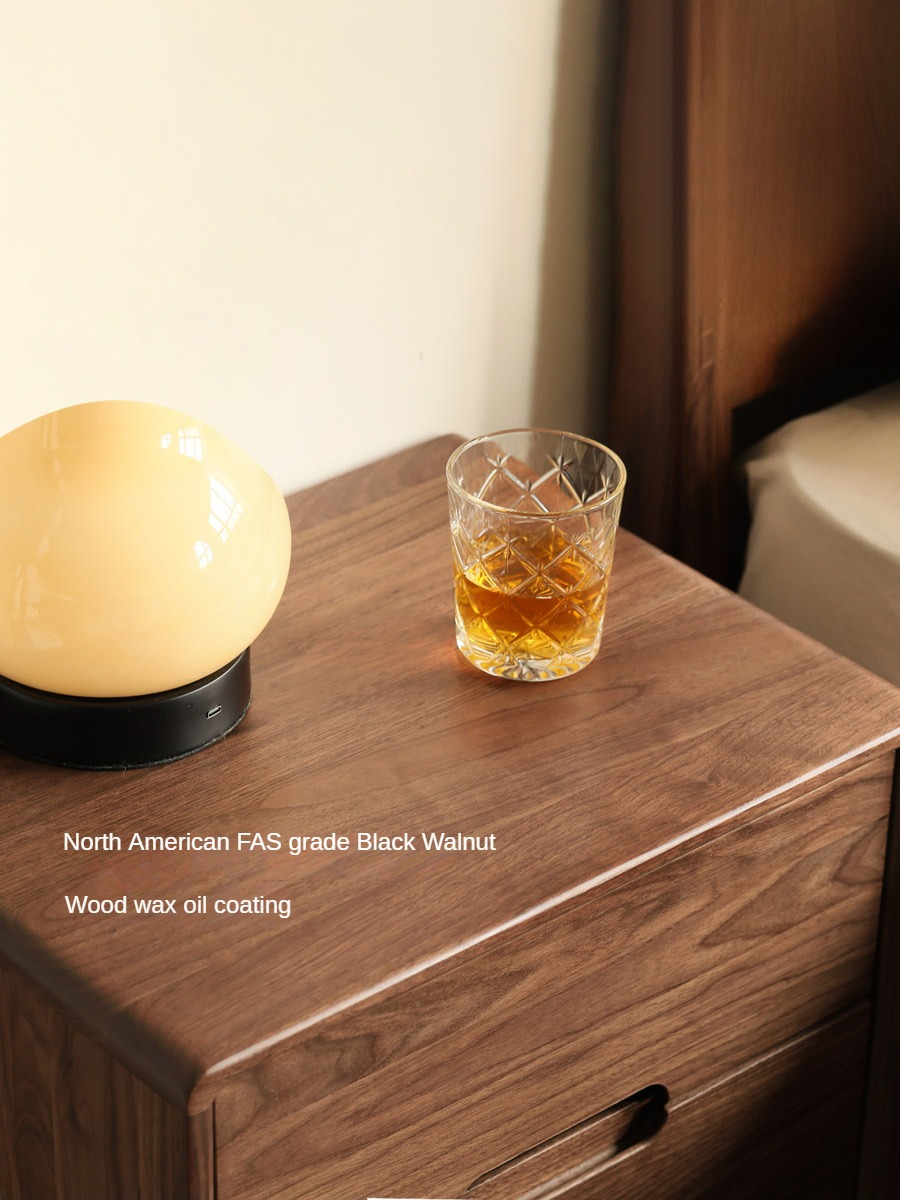 Black Walnut, Sandalwood Solid Wood Nightstand Storage)