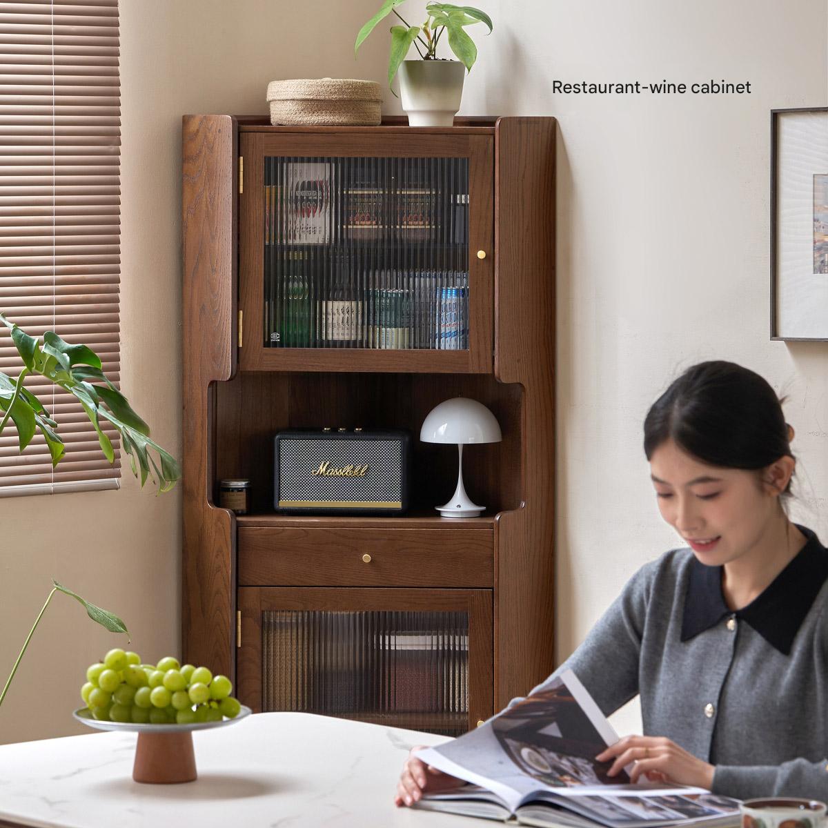 Oak Solid Wood Corner Side Cabinet