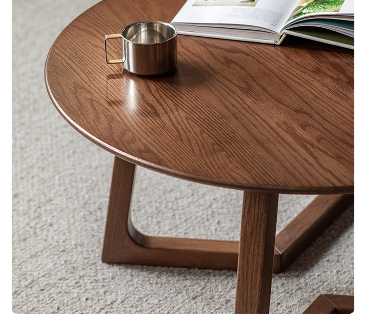 Oak Solid Wood Round Modern Coffee Table