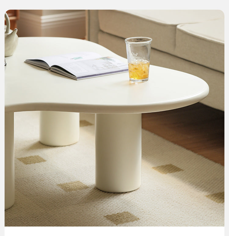Rubber Solid Wood Creamy Cloud Coffee Table