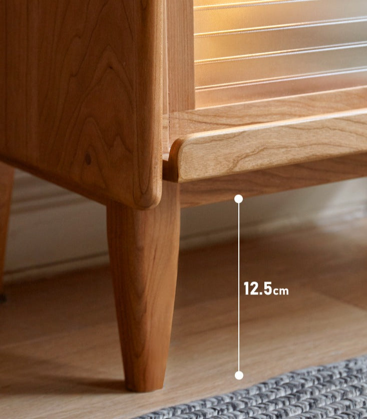 Cherry, Oak Solid Wood Flip Door Magazine Cabinet LED light -
