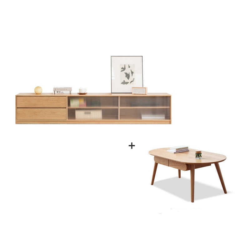 Solid RubberWood, Oak Solid Wood TV Cabinet Floor Combination,