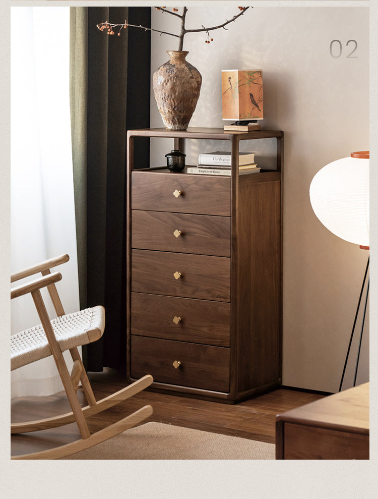 Black Walnut, Oak Solid Wood Storage Cabinet.