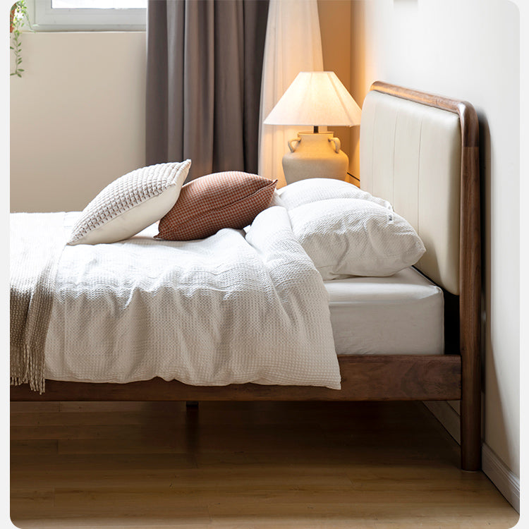 Black Walnut,Cherry Wood Cowhide Leather,Technical Cloth Bed