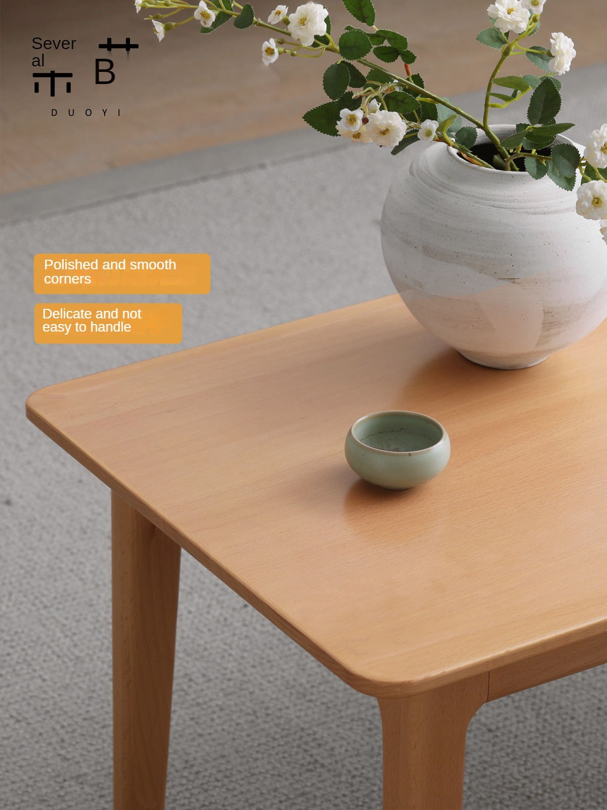 Beech Solid Wood Coffee Table, Bay Window Table