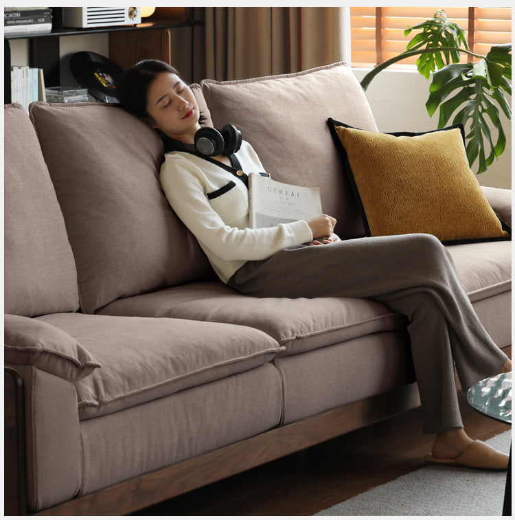 Black Walnut, Ash, Oak Solid Wood High Back Sofa.