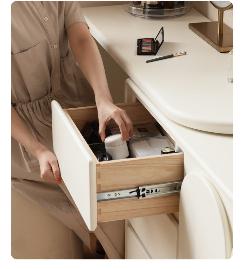 Solid Rubberwood French Cream Style Vanity Table.