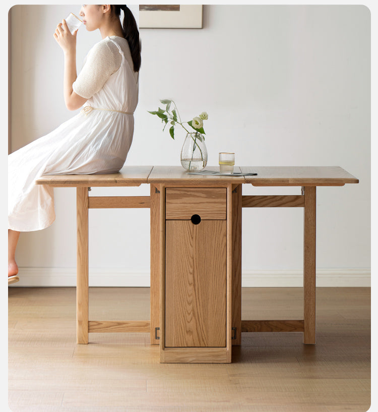 Ash, Oak Solid Wood Folding Dining Table