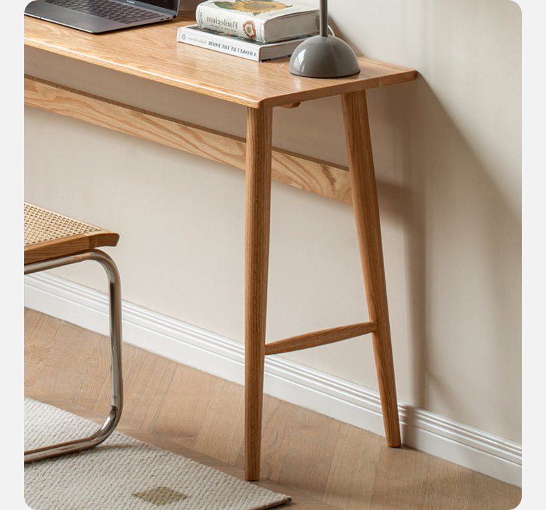 Oak, Cherry Solid Wood Narrow Office Desk
