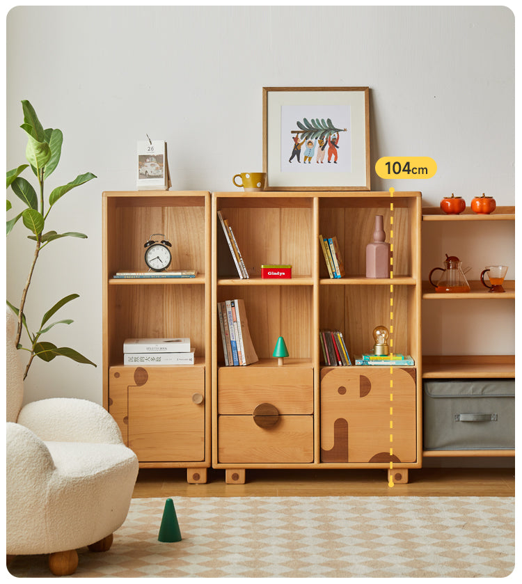Oak Solid Wood Multi-Layer Children's Bookcase