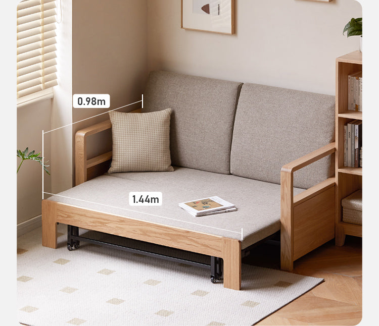 Oak, Ash Solid Wood Sofa Bed Modern Multifunctional.