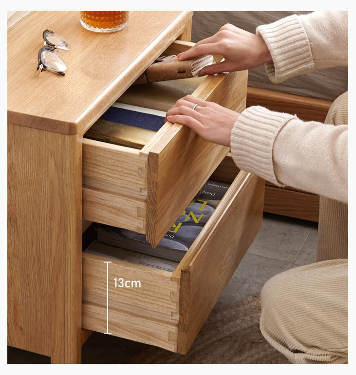 Oak solid wood nightstand"
