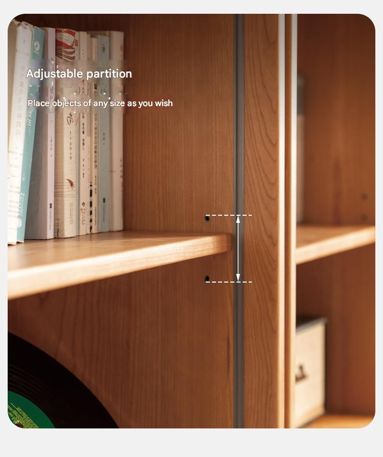 Cherry Solid Wood Bookcase Display Storage Cabinet for Study