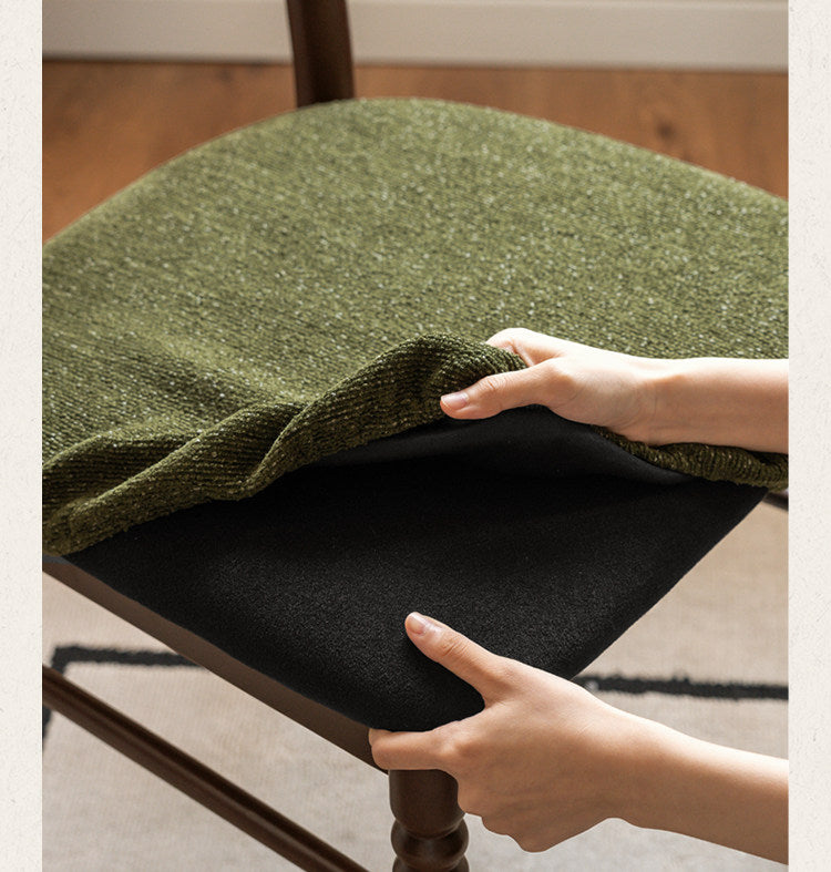 4 pcs-Beech, Ash Solid Wood French Retro Chair with Removable Washable Cushion