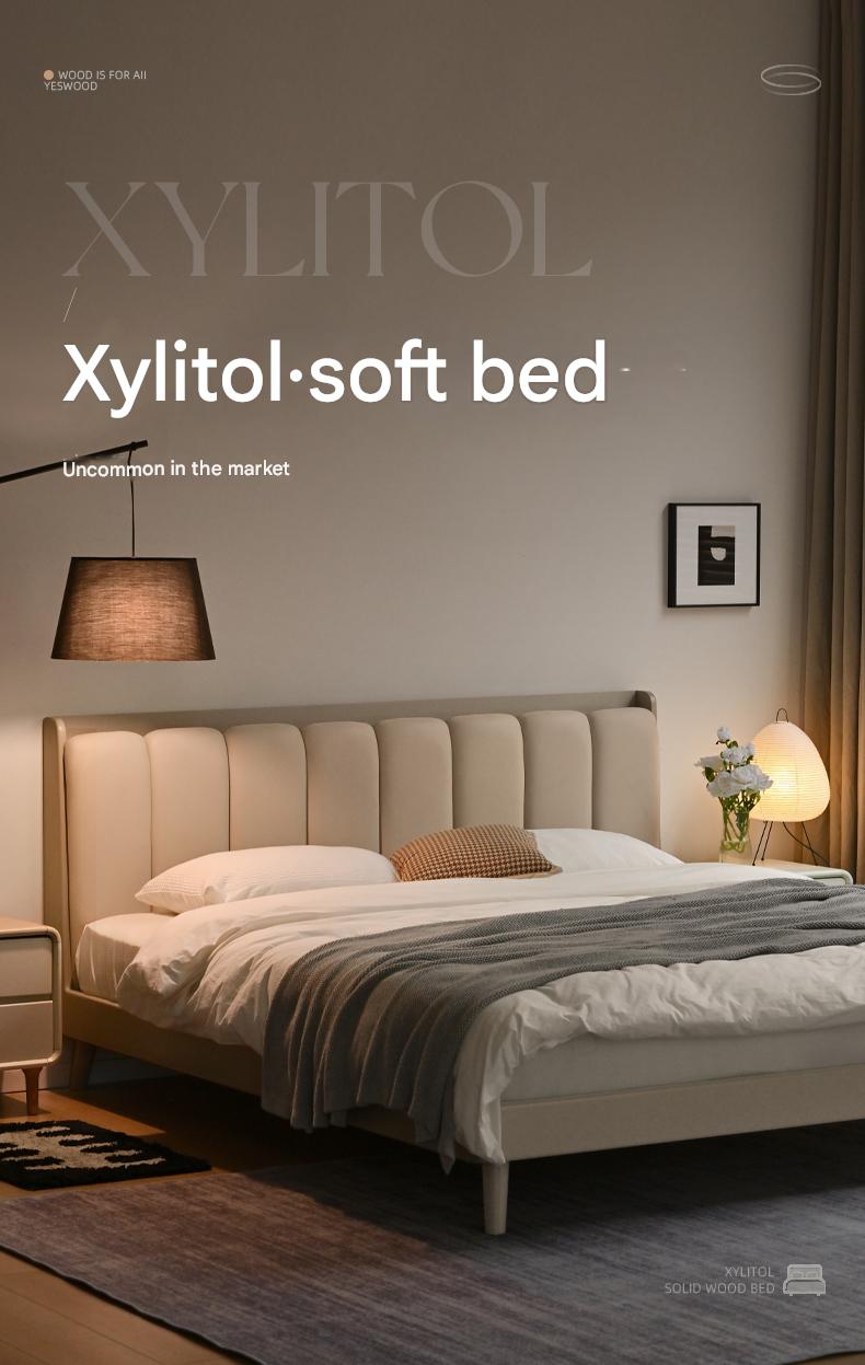 Oak, Poplar Solid Wood Piano Key Bed, Technology Cloth