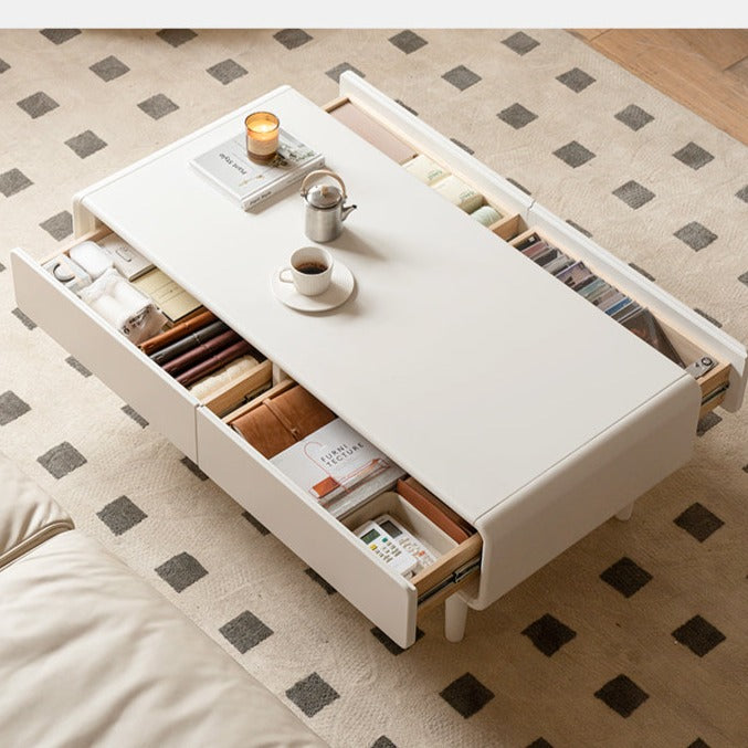 Rubber Wood Cream Coffee Table