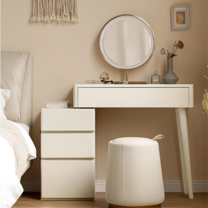 Poplar Solid Wood Telescopic DressingTable +LED Makeup Mirror.