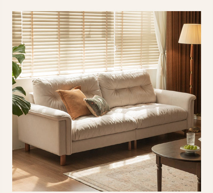 French Retro Fabric Sofa – High-Back with Pet-Friendly Scratch-Resistant Fabric