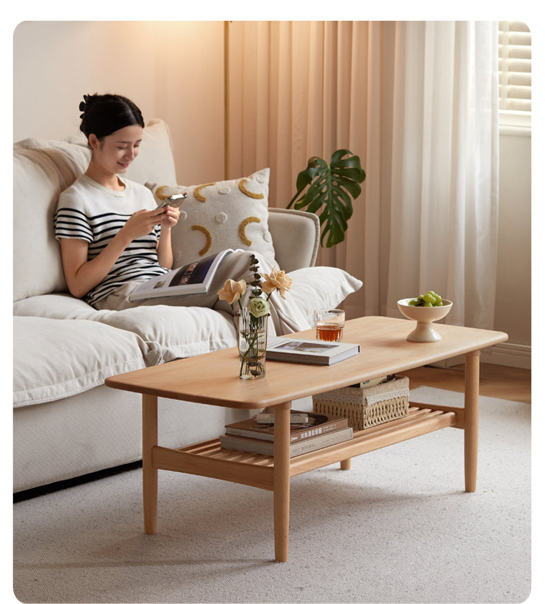 European Beech Solid Wood Modern Coffee Table