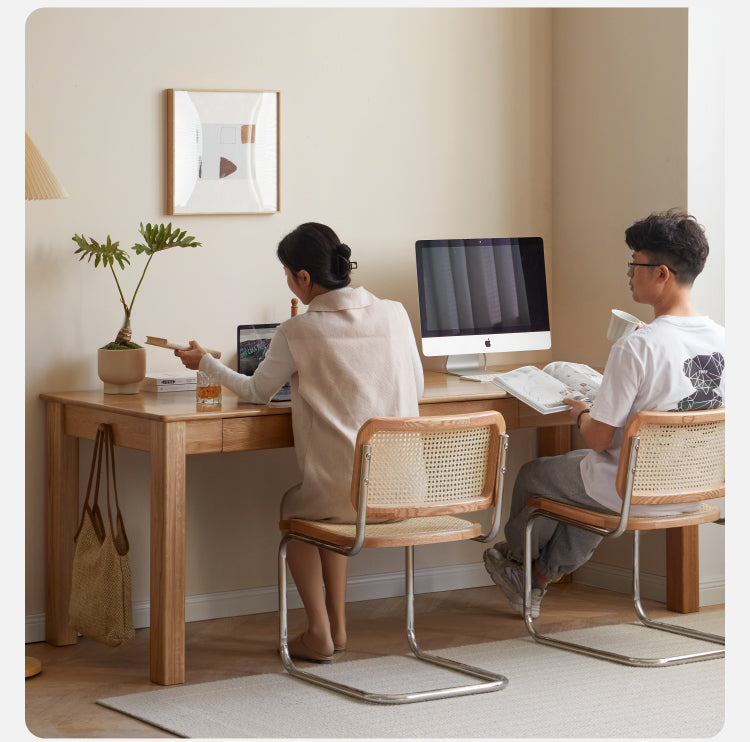 Oak, Ash Solid Wood USB Office Desk