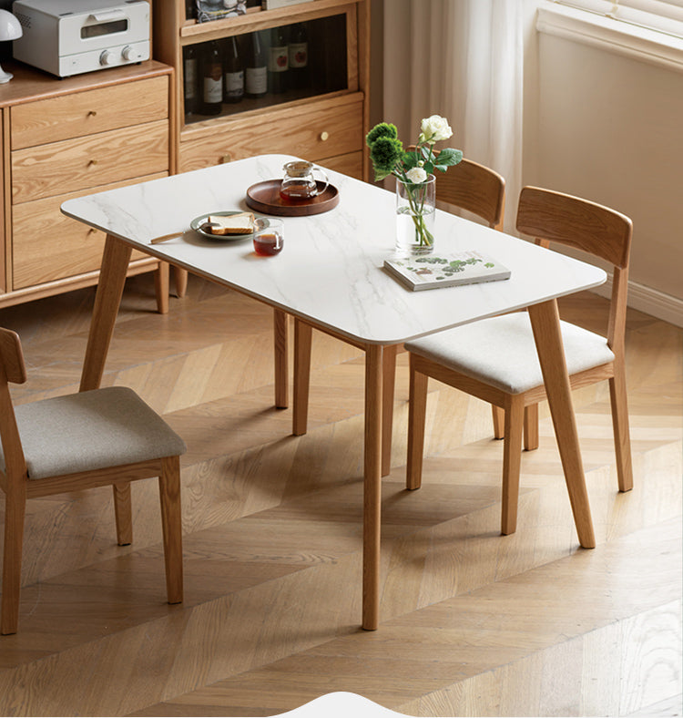 Solid RubberWood, Oak Solid Wood Rock Modern Dining Table