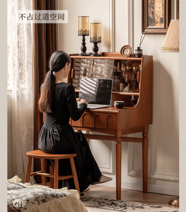 Poplar Solid Wood Multifunctional Vanity Table.