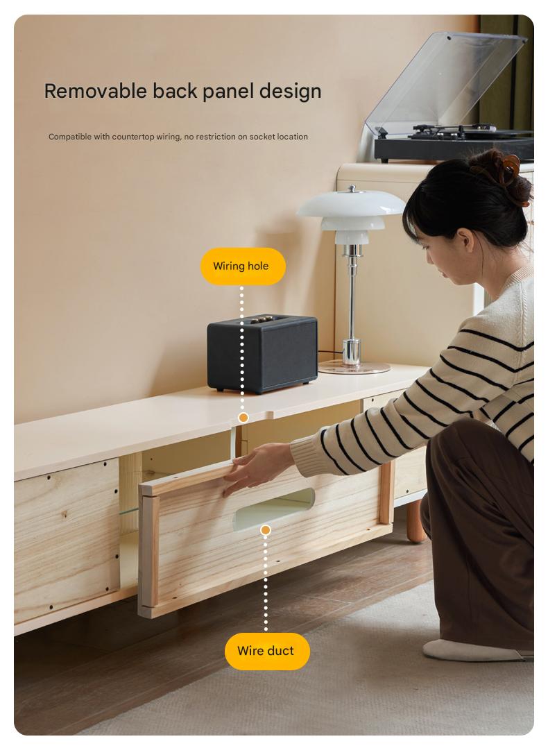 Solid Rubberwood White Floor TV Cabinet.