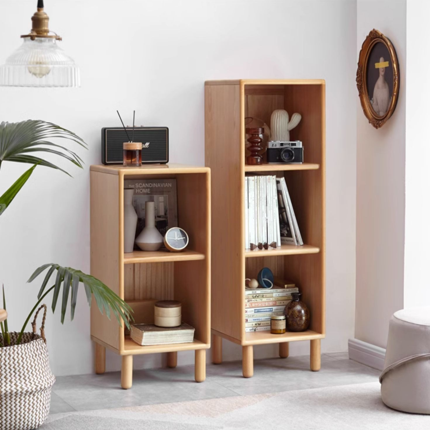 Beech Solid Wood Small Bookshelf Side Cabinet